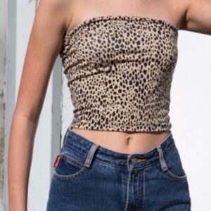 Rare Brandy Melville Tan and Black Cheetah / Leopard Print Tube Top / Shirt